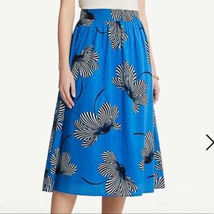 Brand New Ann Taylor Blue Zebra Floral Midi Skirt